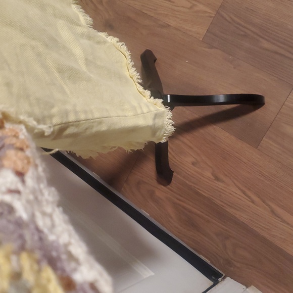 POL Yellow Button-Up Jacket with Crochet Multi Color Sleeves - Picture 7 of 11